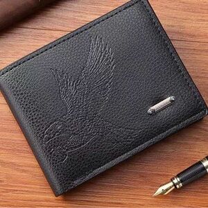 New Black Leather Wallet with Embossed Design